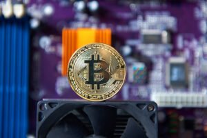 Gold Bitcoin electronic computer processor board